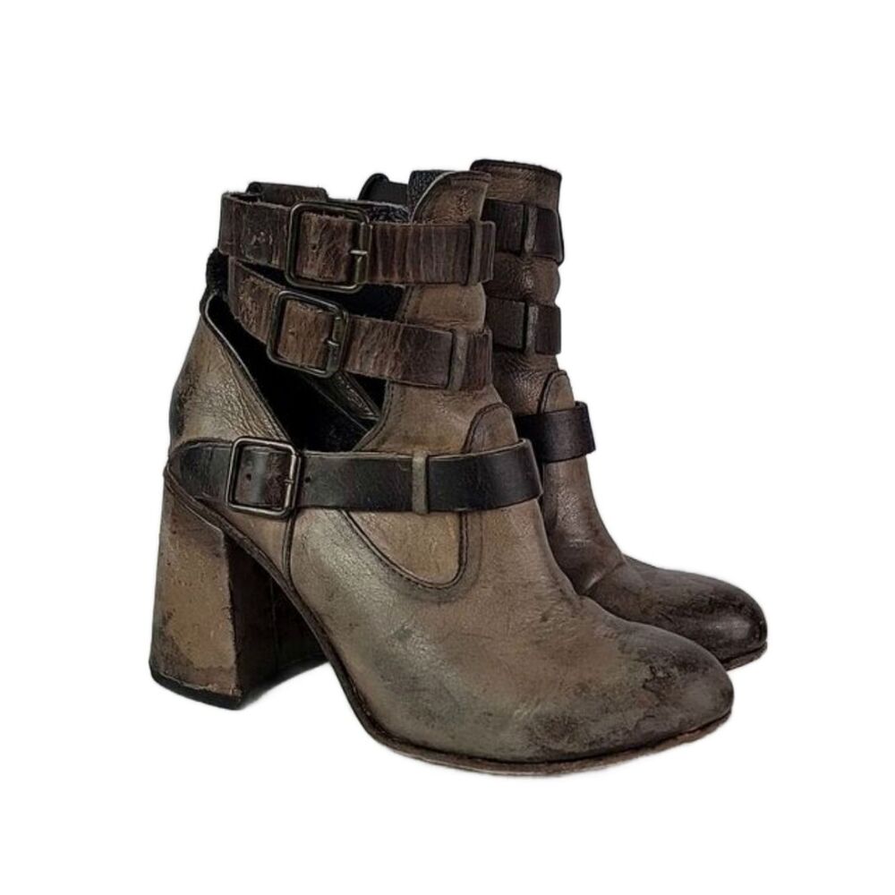 Freebird By Steven Teddy Triple Straps Women's Heeled Booties